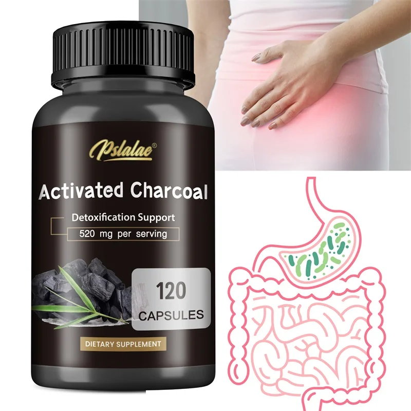 

Activated Charcoal Capsules - Supports Respiratory System, Intestinal Health, Relieves Bloating, and Promotes Metabolism