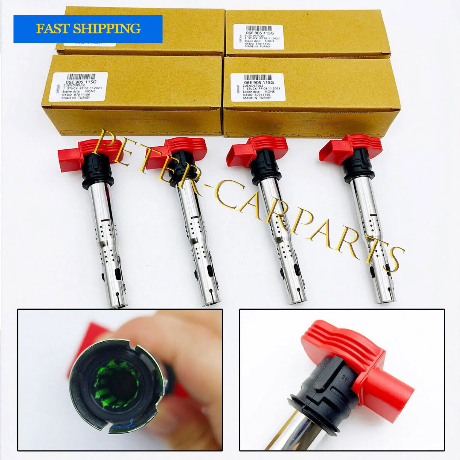 

Комплект катушек зажигания 4X для Audi A4 A5 R8 VW Golf GTI 2.0T 06E905115E