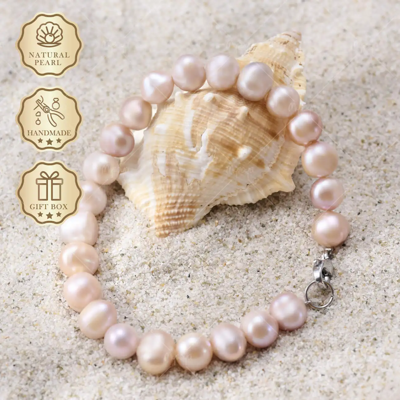 Mysoya Pink Purple Pearl Bracelet 10-11Mm Silver Clasp Gift Box Wedding Anniver…