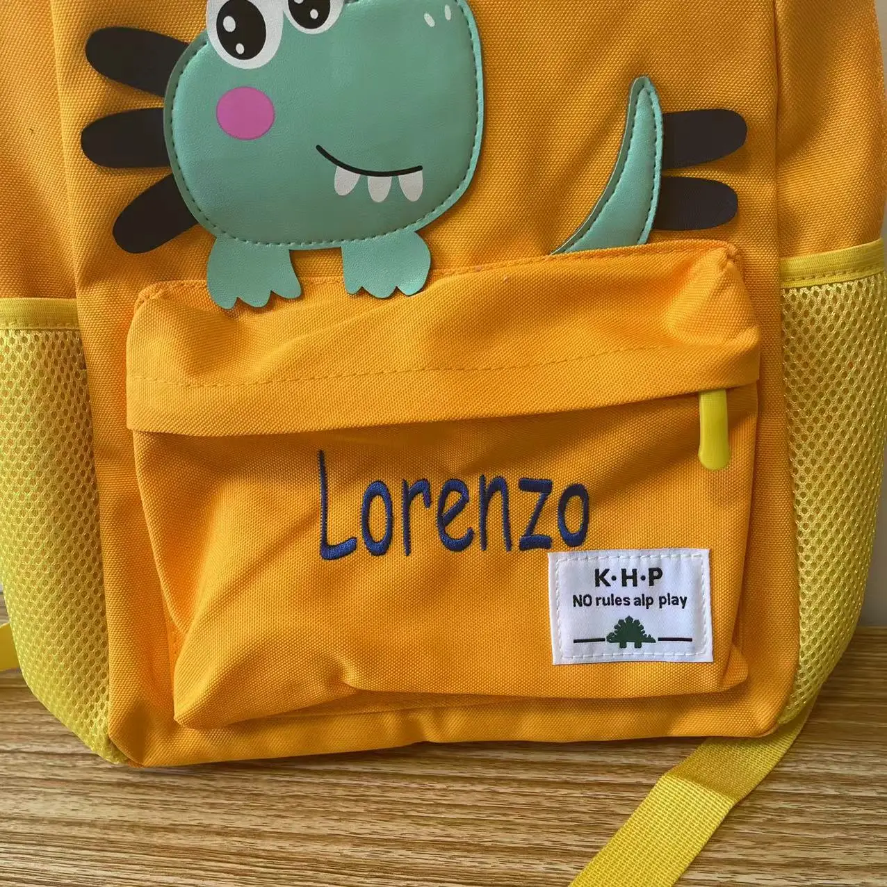 Embroidered Dinosaur Children Backpack, Kindergarten High-capacity Outdoor Snack Bag, Personalized Custom Cartoon Cute Gift Bag