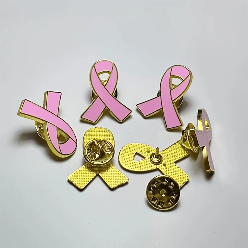 12PCS Pink Ribbon Lapel Pin Breast Cancer Support Brooch Enamel Badge for Women Charity Awareness Accessories