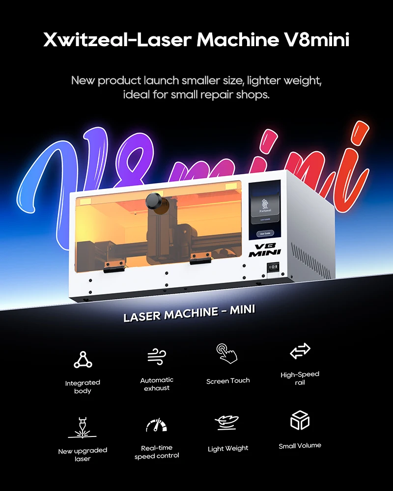 

Xwitzeal V8mini IP8-17 White High-Power Small Blue Laser Machine for Mobile Phone Repair (Back Glass and Screen Removal)