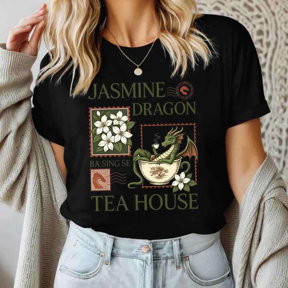 Aesthetic Jasmine Dragon Tea Shop T-shirt Cute Dragon Graphic Tshirt Unisex Vintage Anime Shirts Uncle Iroh Inspired Tees Tops