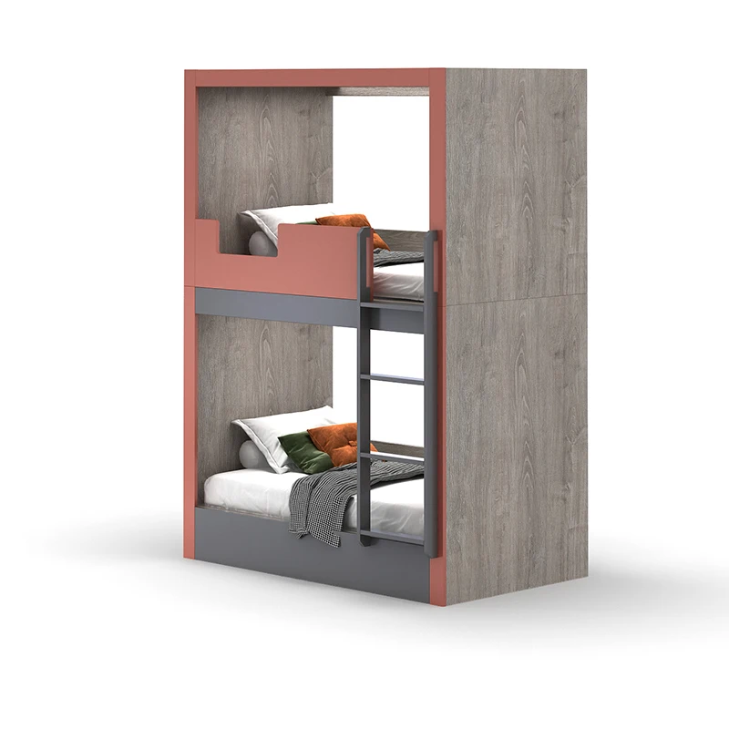 Modern hostel college student bunk bed wooden dormitory capsule bed double loft bed with slide