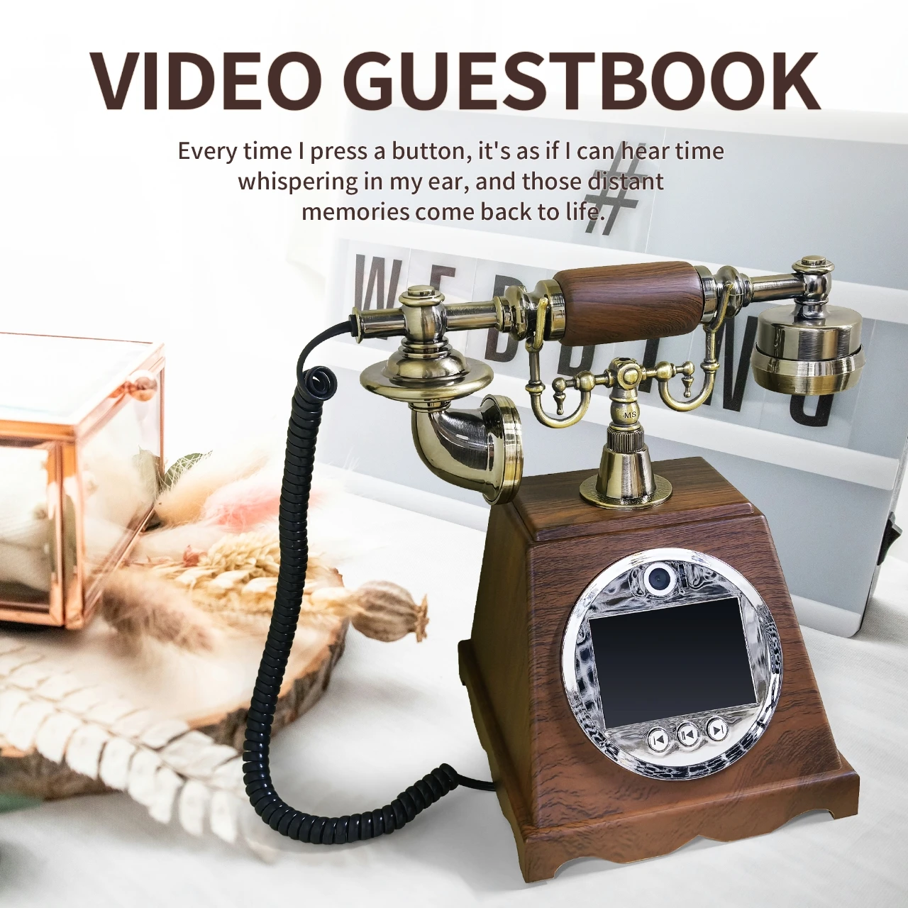 2K Video Guest Book with 8MP Camera & 128GB Storage, Auto-Save HD Recording + Instant Photo Capture for Weddings/Birthday/Events
