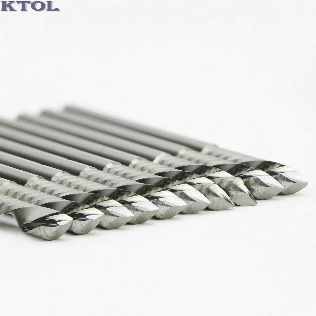 

4mm Down Cutting Endmill-1 Flute CNC Router Milling Bit Wood Engraving Cutter 5pcs Mini Spiral Tungsten Carbide Woodworking Tool