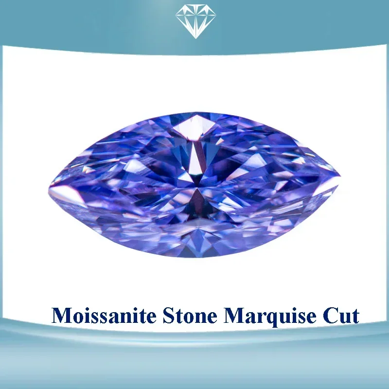 

Moissanite Stone Gemstone Marquise Cut Lavender Color Lab Grown Diamond Charms Woman Jewelry Making with GRA Certificate