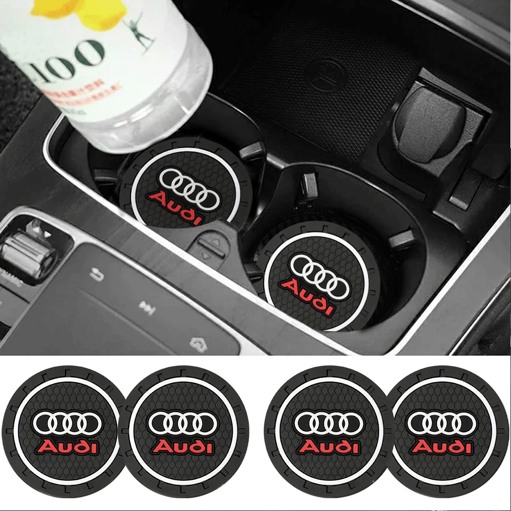 

2Pcs Car Coaster Water Cup Holder Pad Anti-slip Mat Accessories for Audi S 8P S3 8V A4 B8 SLINE QUTTRO RS B6 B7 A6 C6 C5 C7 A5
