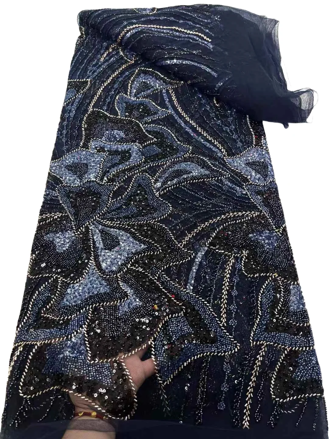 2025Latest Delicate Mixed Colors Elegant Best Quality Soft Mesh Lace With Stones fabric For Party Evening Dress U_Ge9852