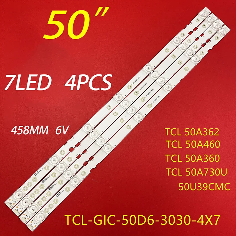 

4 Pcs for TCL 50V2 50L2 50D6 50A360 50A730U 50V3 light bar YHE-4C-LB5007-YH02