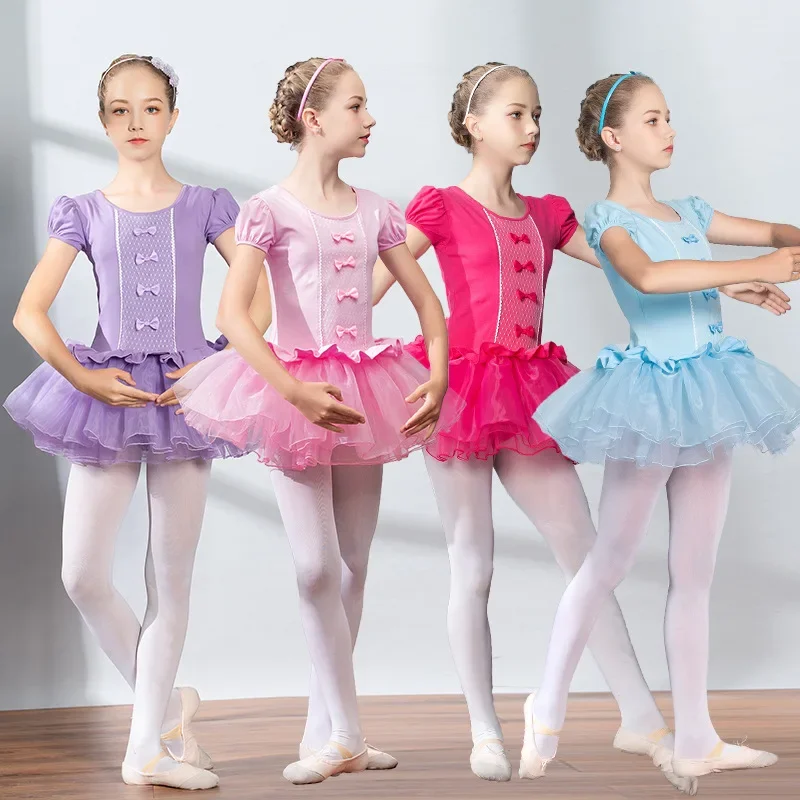 Sommer Mädchen Ballett Trikots Kleid Tutu Vestidos Dance Mädchen Kleidung Gymnastik Kinder Ballett Ausbildung Uniform kinder Kleider