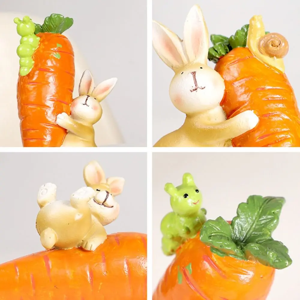 Resin Carrot Easter Rabbit Figurines Cute Bunny Eye-catching Easter Decorations Happy Easter Cartoon Sweater Rabbit Ornament