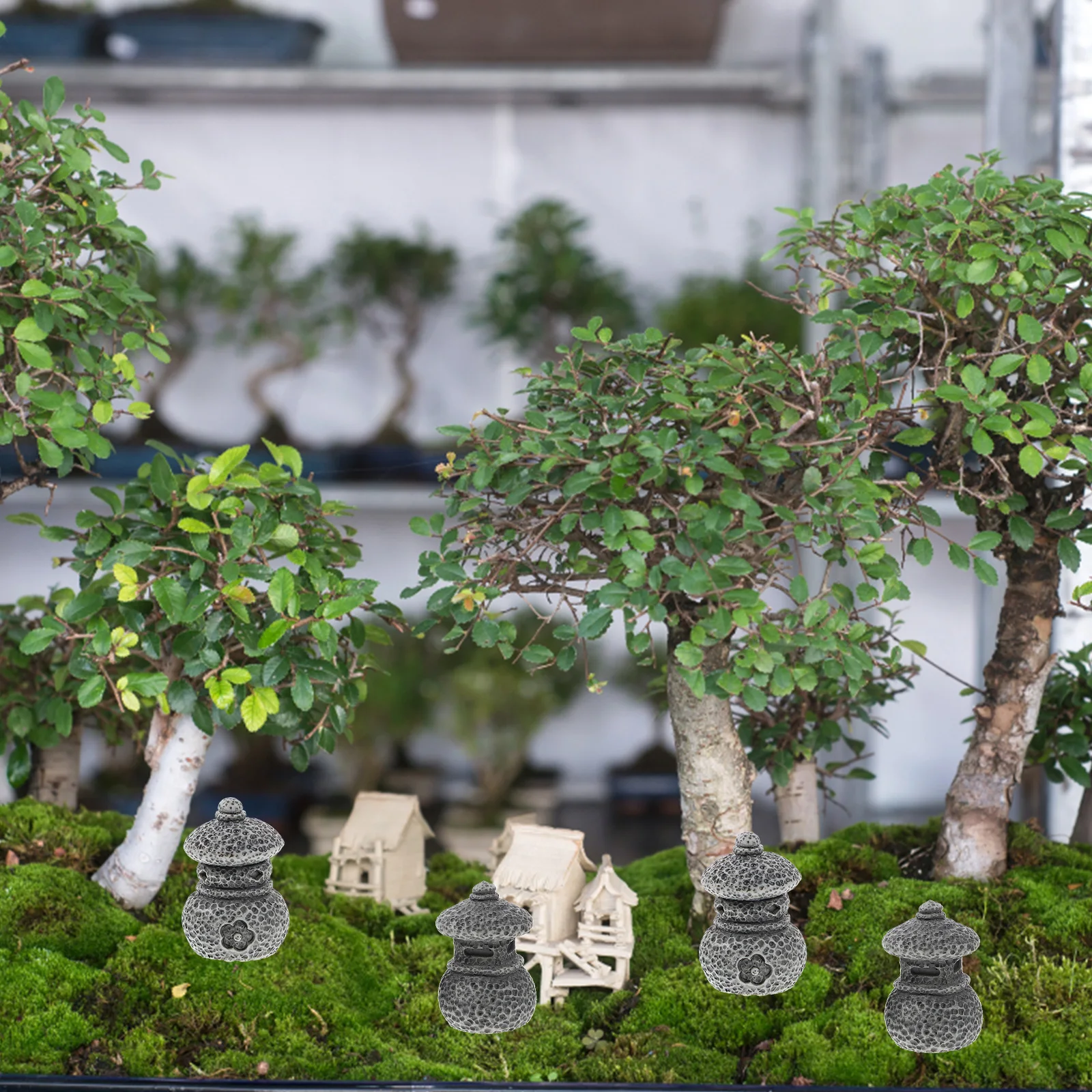 

8Pcs Garden Pagoda Decor Miniature Resin Statue for Succulent Plants Moss Micro Landscape Balcony Yard Ornaments