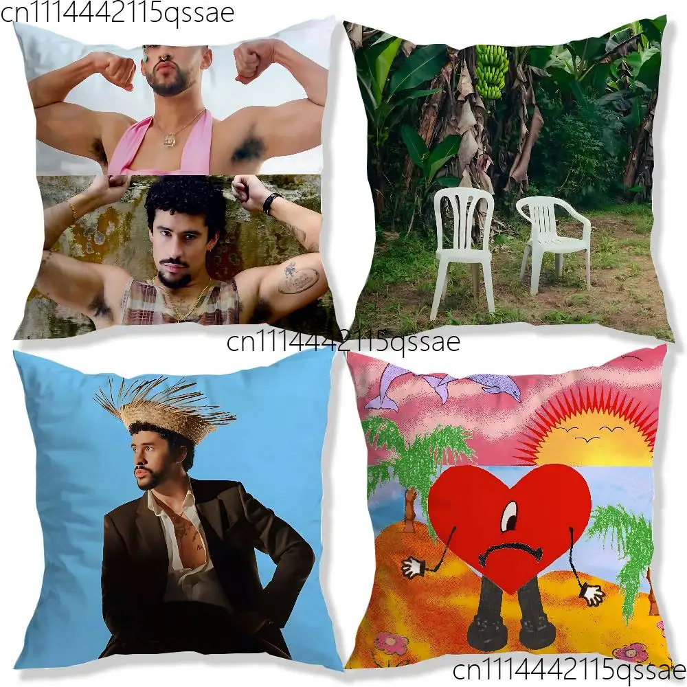 B-Bad B-Bunnys DTMF Single Throw Pillow Case Cover Sofa Cushion Home Room Decor
