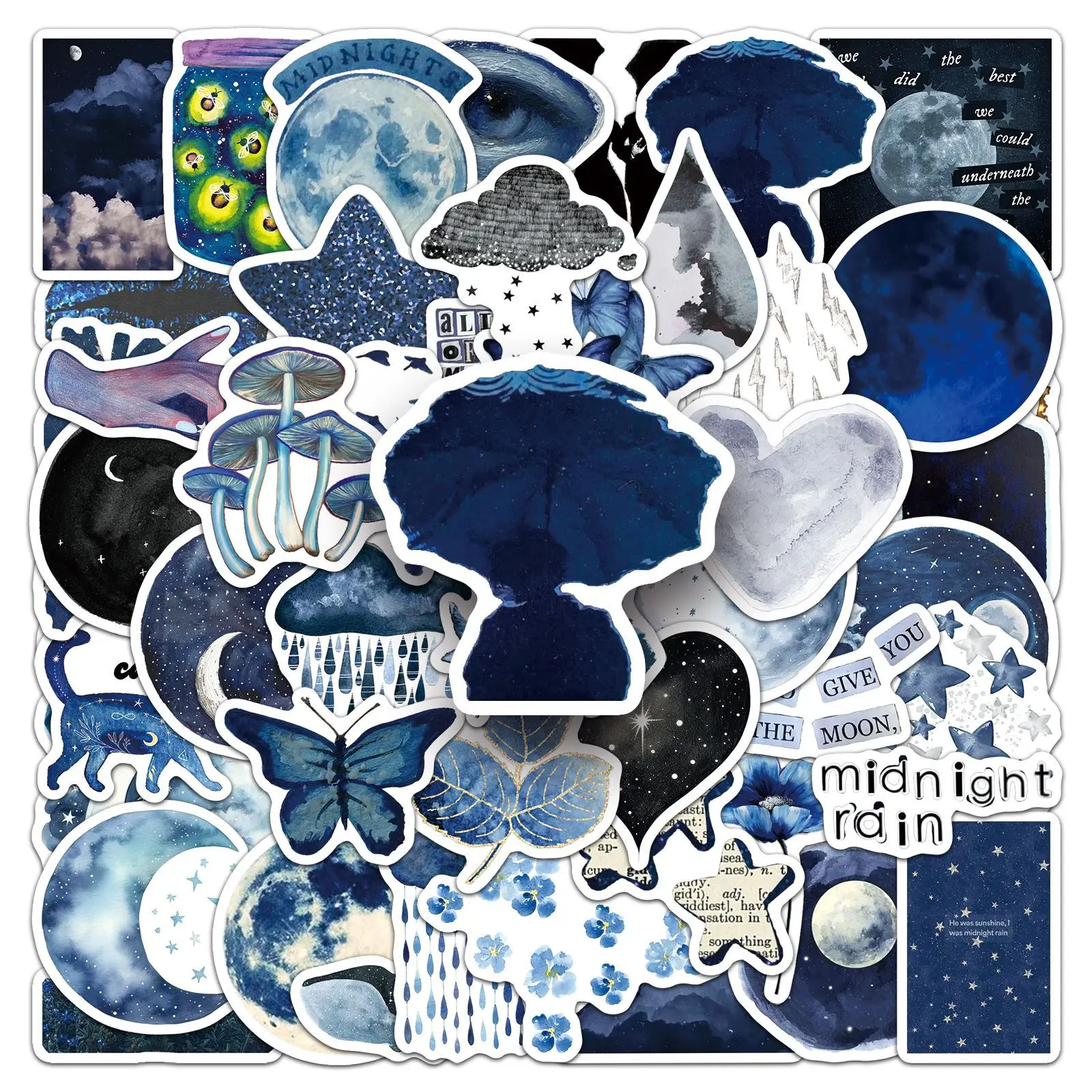 

10/30/50PCS Rainy Night INS Style Watercolor Midnight Sticker DIY Phone Laptop Luggage Skateboard Graffiti Decals Fun for Kid