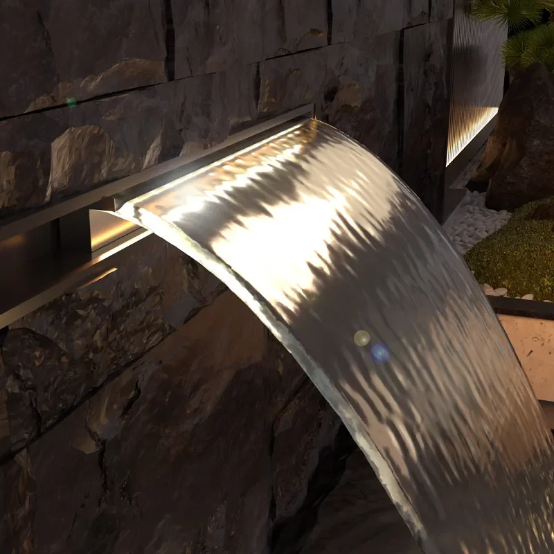 Stainless steel waterfall outlet flow tank water wall water curtain water feature wall decorative landscape fish pond garden