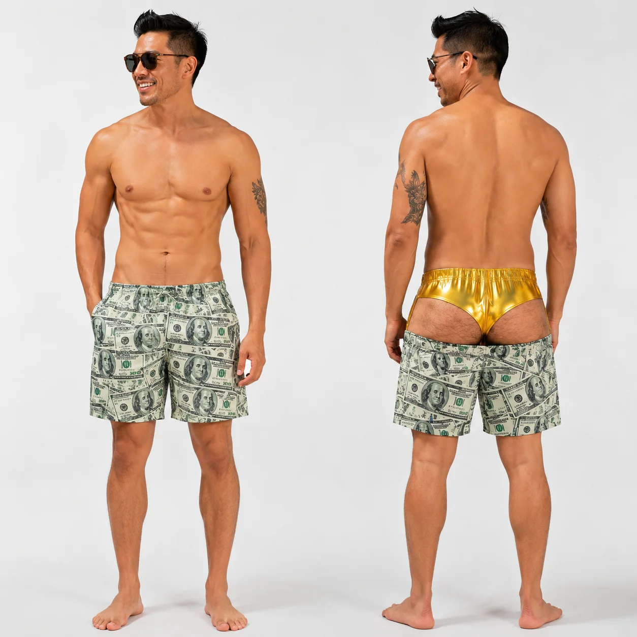 Funny Men's Beach Shorts Custom Fake Underwear Swim Trunks Bachelor Party Birthday Gag Gift For Party Prank Funny Beach Shorts