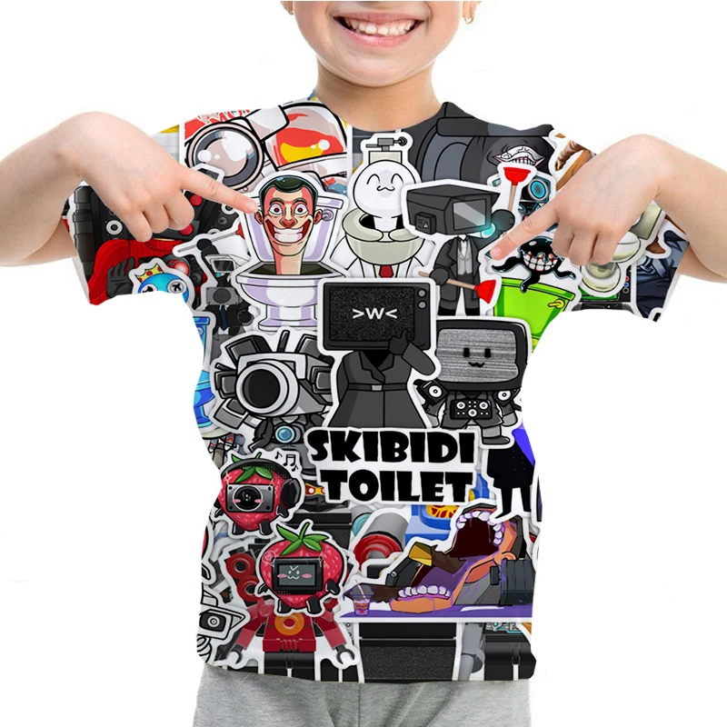 3D Printed Skibidi Toilet Speakerman T-shirt Kids Clothes Casual Tops Summer Short Sleeve O-Neck Boys T-shirt Children Clothing