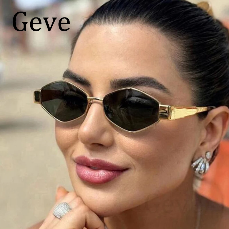 Trendy Hexagon Polygon Sunglasses Women Vintage Metal Small Frame Luxury Designer Sun Glasses Woman 2024 Unique Eyewear UV400