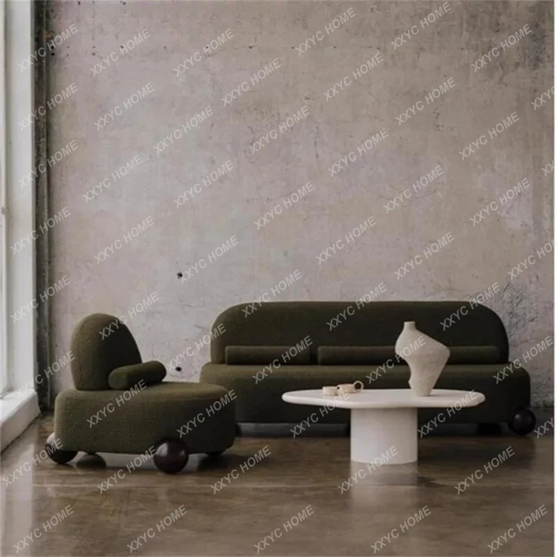 LXRetro solid wood armchair sofa modern simple fabric living room leisure chair