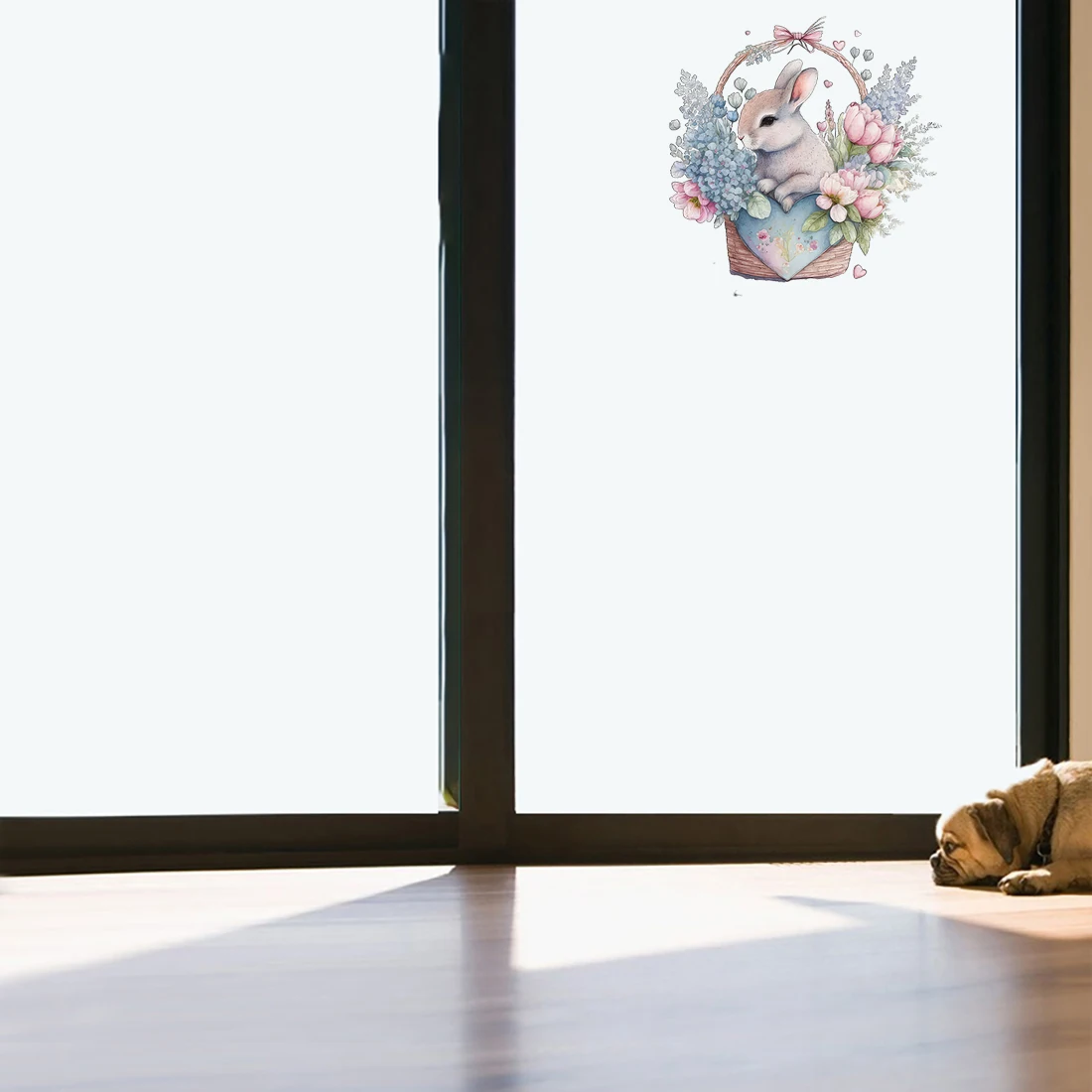 Three Ratels CP37 lovely watercolor flower basket rabbit home decoration wall sticker