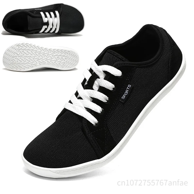 Men's Large Head Wide Foot Flat Bottom Casual Running Shoes Breathable Mesh Slip-On Sports Sneakers Rubber Sole Spring Autumn