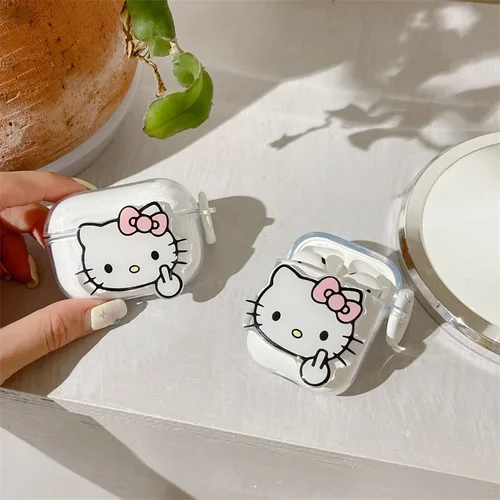 헬로 키티 에어팟 프로 2 케이스, 재미있는 TPU 보호 이어폰 애니메이션 커버, 소녀 및 여성용 3 세대 케이스