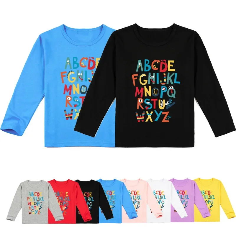 

Alphabet Lore Tiny Cottons Kids Winter 2023 Children's Clothing Alphabet Lore Fashion Print Long Sleeve T-shirt Summer Wear