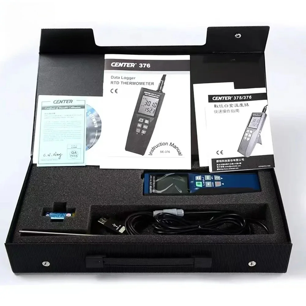 CENTER-376 Precision Digital Thermometer Data Logger Handheld RTD Thermometer