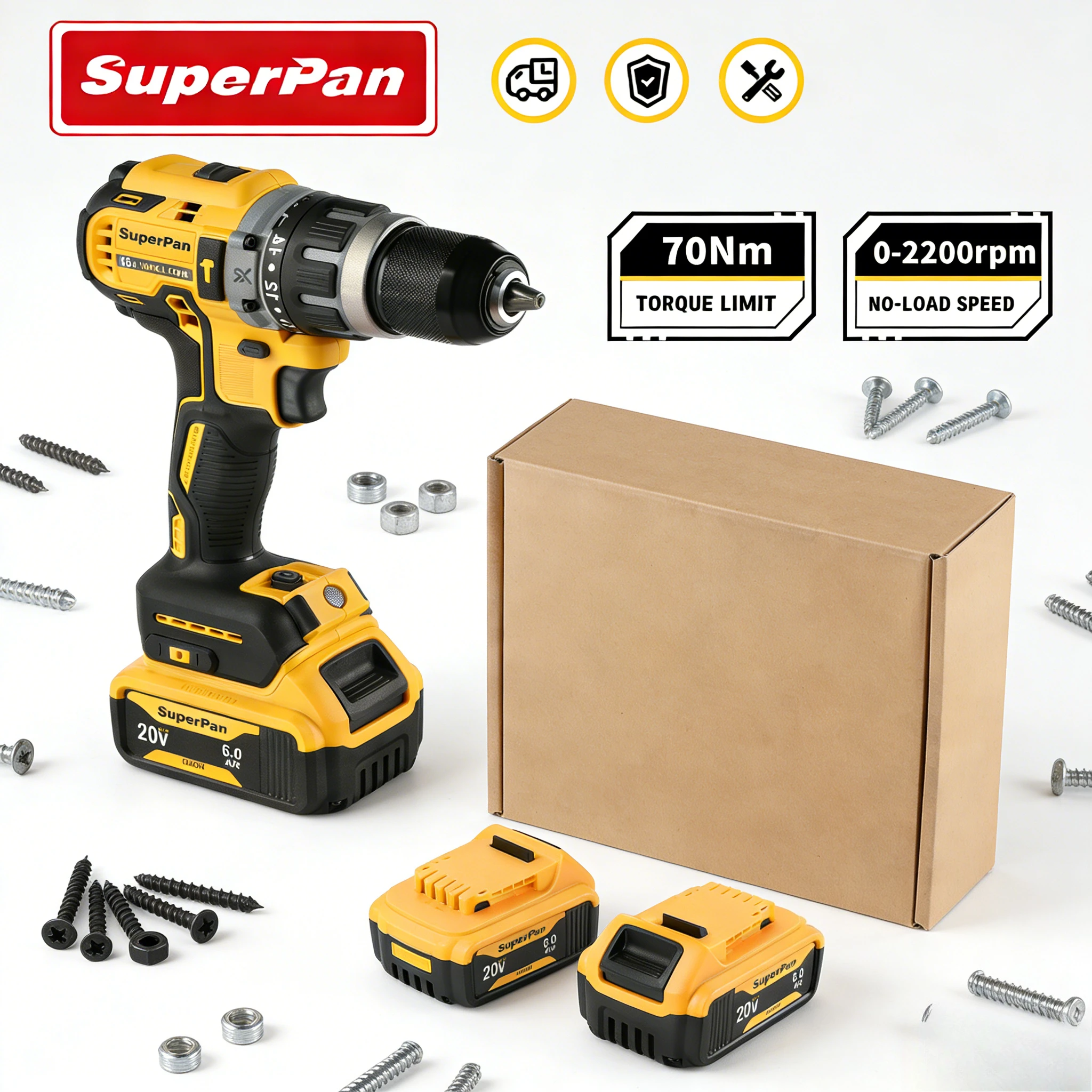 

Ударная бесщеточная дрель SuperPan Compact DCD796 70Нм 34000 об/мин для самостоятельной установки перегородок, совместима с аккумулятором Dewalt 20V