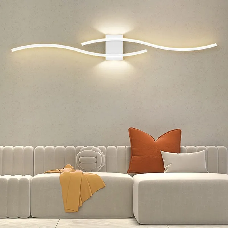 Modern LED Wall Lamp Black White Gold  Decorative Wall Light For Living Room Bedroom Bedside TV Background Sconce Lighting