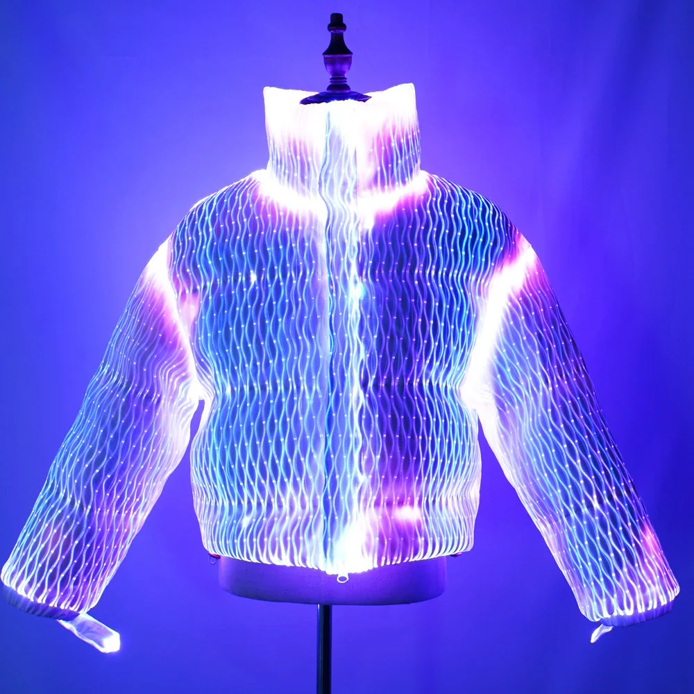 Fiber optic luminous down jacket machine washable high-tech luminous down jacket fiber optic new luminous