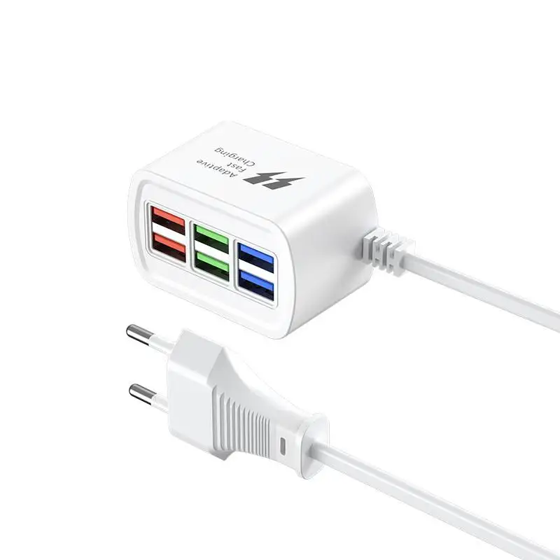 Schnelles USB-Ladegerät, 6-in-1-Steckdosenleiste, Desktop-Ladestation, schnelles Laden, 1 m Kabel, USB-HUB-Adapter, Buchse für iPhone 16 15 Zuhause