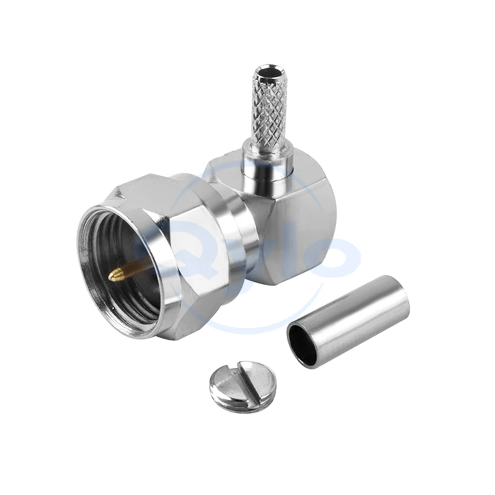 Imperial F-JW-1.5 crimp connector 90-degree F male connector Set-top box television connector Angled RG316/174 cable connector