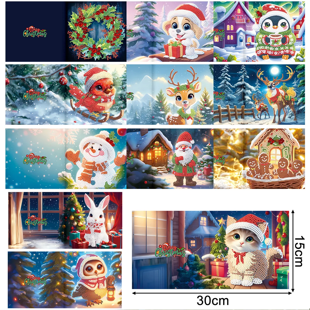 Diamond Painted Art Santa Claus Greeting Card Home Party Gift Invitation Card Star Card Diy Embroidery Stitching Rhinestone Kit