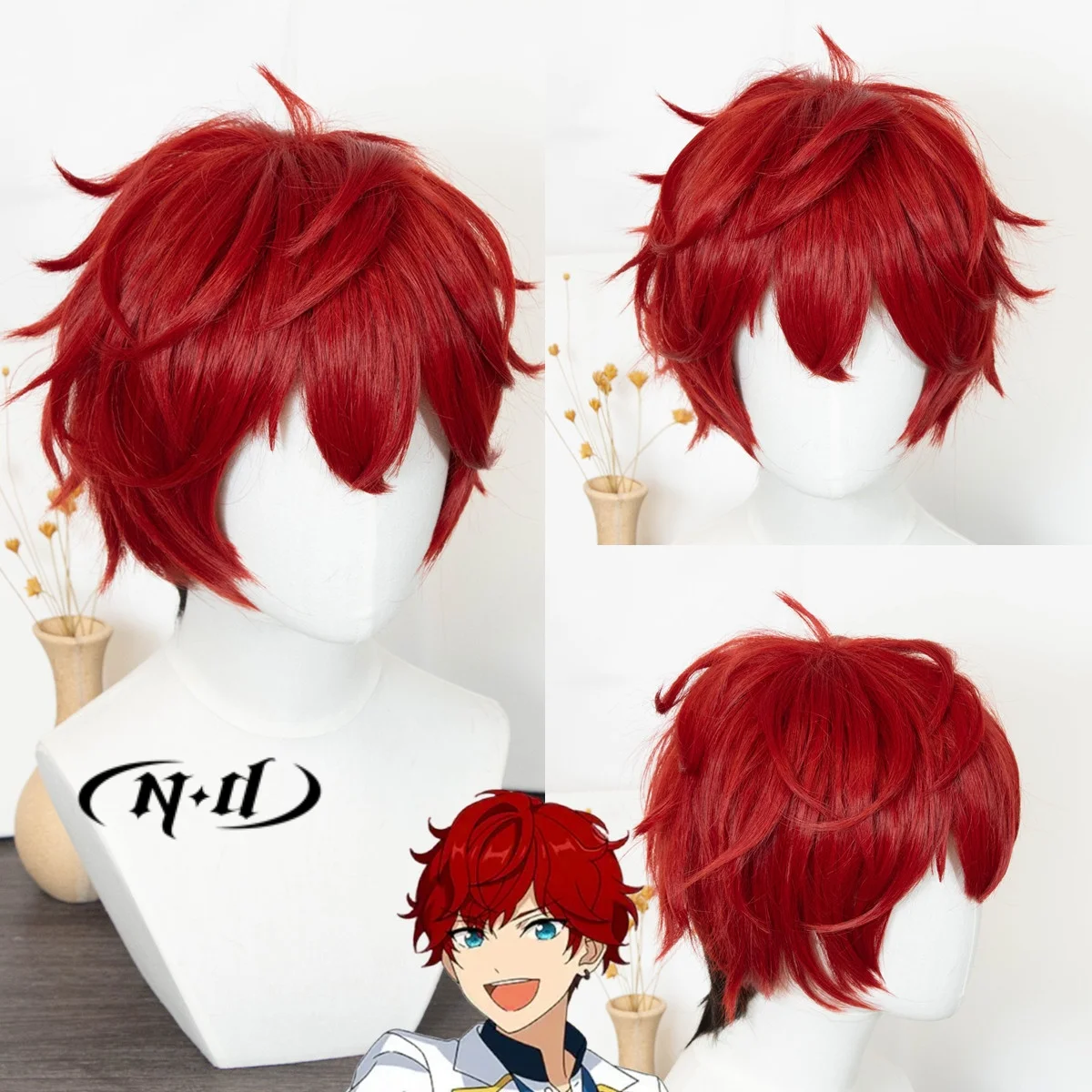 ND Hiiro Amagi Cosplay Wigs Hairpiece The Ensemble Stars Cosplay Hair Wig for Comic Con Coser Costume Theme Party Heat Resistant