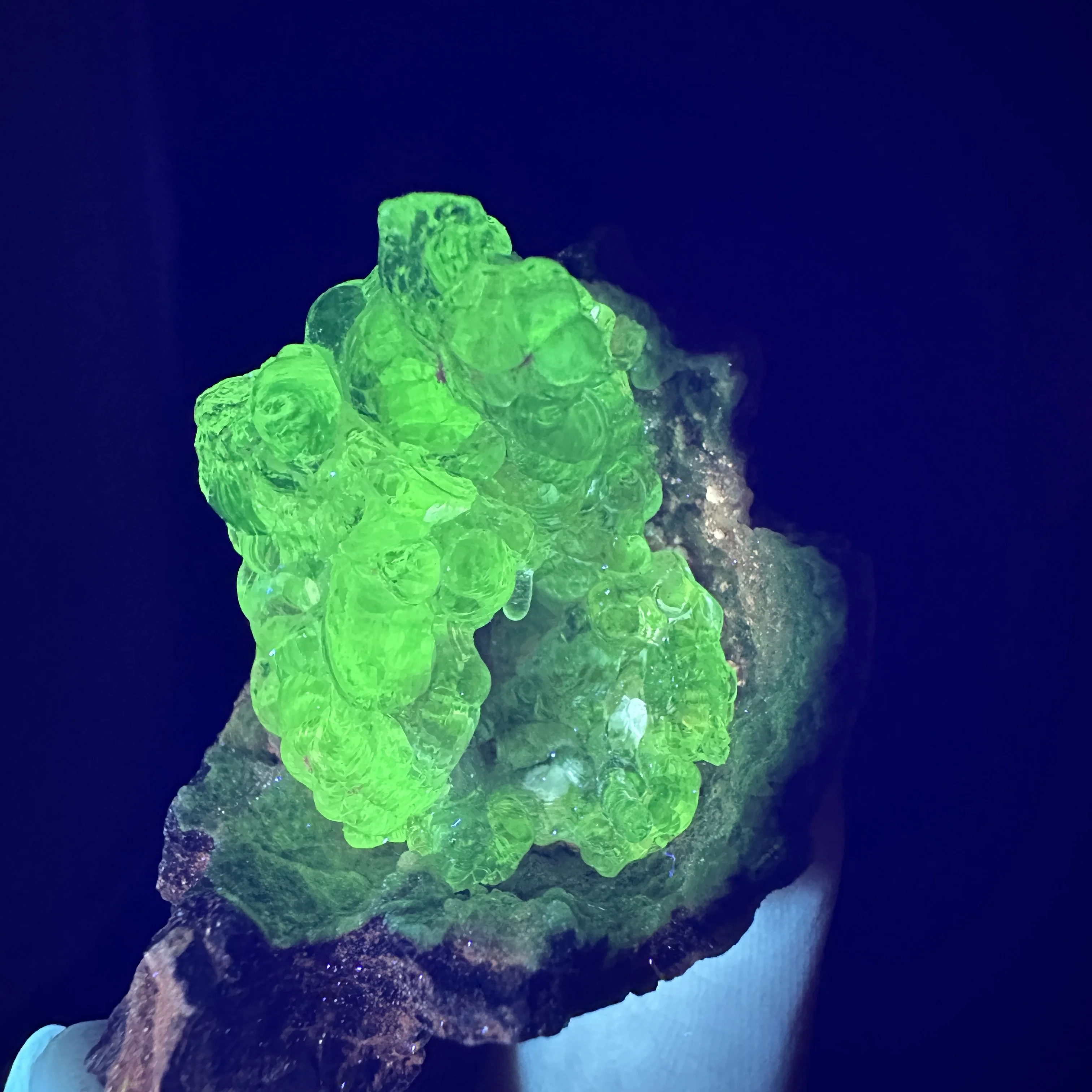 Natural Mexico Hyalite Glass Opal Mineral Specimen Green UV Fluorescence Healing Crystal Gemstone Desk Decor
