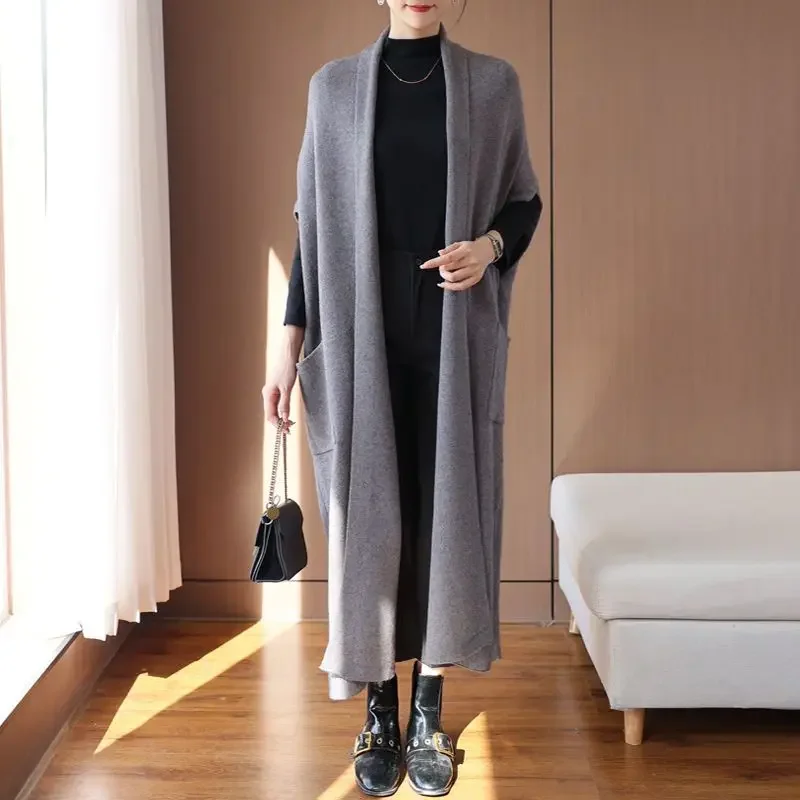 

South Korean Clothing Spring and Autumn Women's Thickened Knitted Cardigan Cloak Vest Fashion Top Soft Girls' Sweater X187