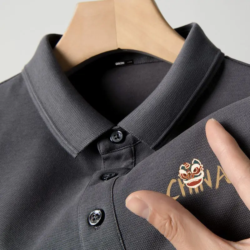 

Busin Casual ort Sve irt Men's Faion Brand Turn-down Collar Summer New Sle Youth Vitali round Ne T-irt