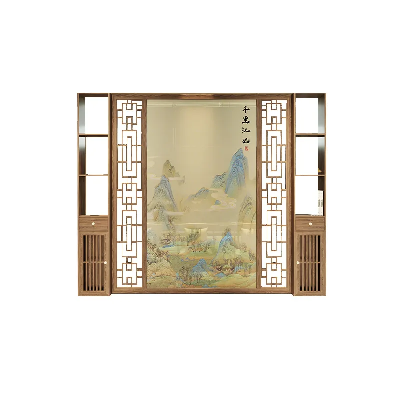 New Chinese-style porch cabinet, small apartment block the door, home front door partition screen, living room rack