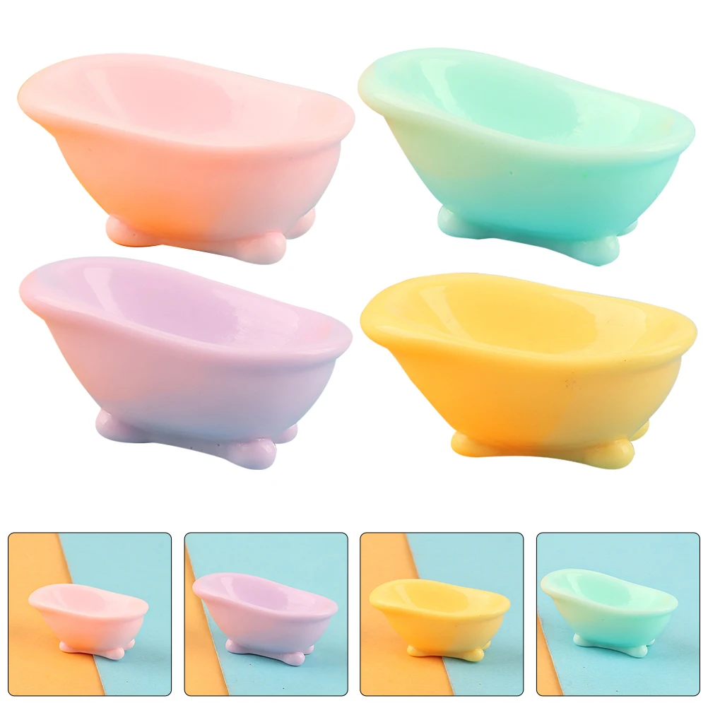 

8pcs Mini Resin Bathtub House Accessories Diy Landscape Decor Bathroom Pretend Play For Home Yard Garden Simulation Washing