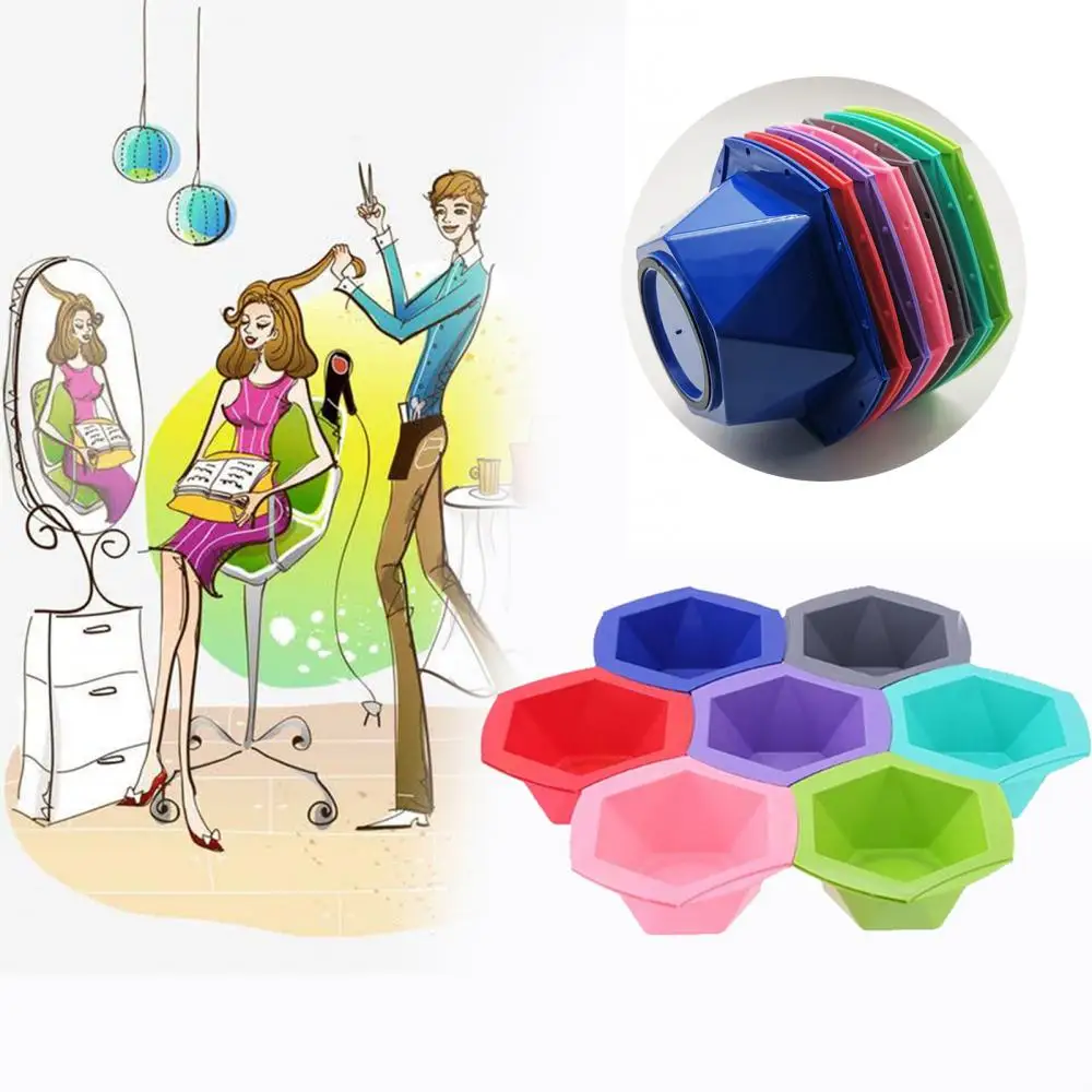 Hairdressing Tool 7Pcs Colorful Hair Dying Brushes Antislip Stirring Bowl Salon Hair Color Mixing Bowls with 7 brushes 2020