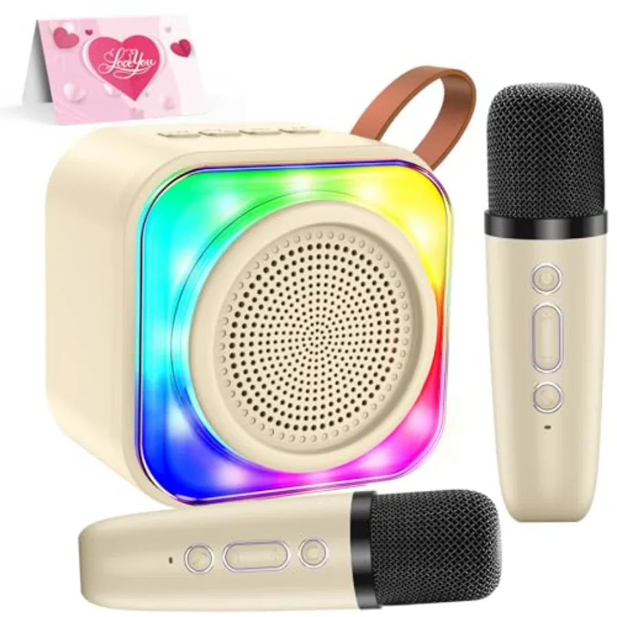 Karaoke Machine with 2 Microphones for,Toys Birthday Gifts for Ages 3-12 Years Old Girls Boys, Mini Karaoke Microphone with Pro