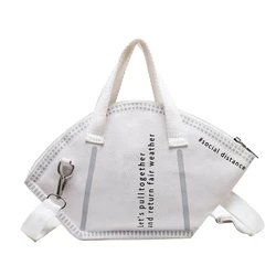 E74B Borsa stile maschera da donna Borsa shopper da donna alla Borsa a tracolla trendy dal design unico Nero/Bianco S/L