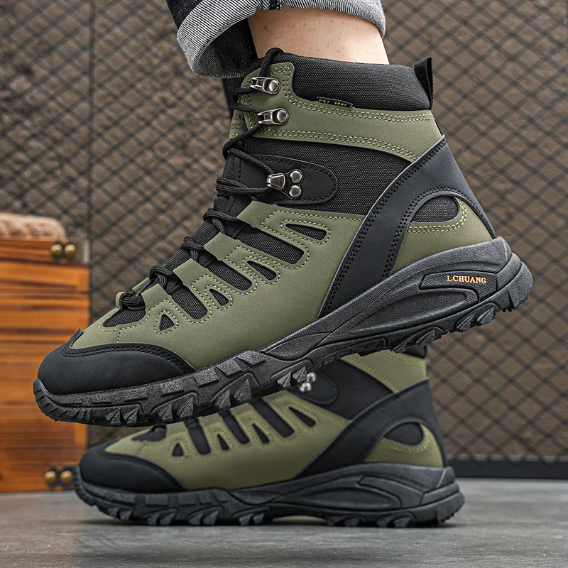 

Desert Waterproof Brand Climbing Shoes Men Tactical Boots Lace Up Male Ankle Military Army Boots Unisex Work Hiking Shoes