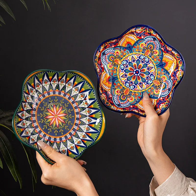 Ceramic Plates Vegetable Fruit Salad Good-looking Plate Breakfast Plates Exquisite Plum blossom Dinner Plate Western Pasta Plate