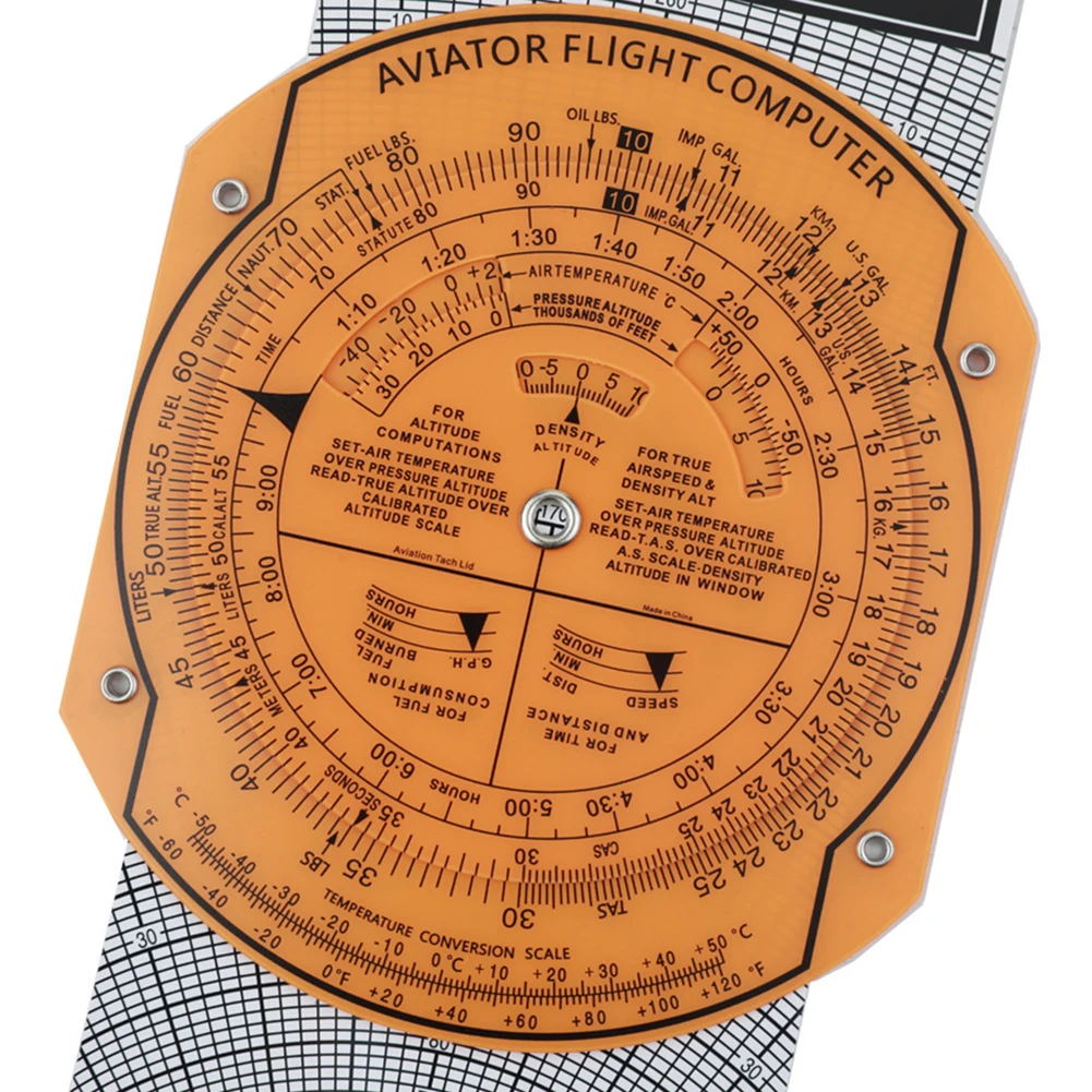 360 Degree Rotation Aviation Plotter Transparent ABS Slide Rule For Aircraft Navigation Flight Planning And Vector Calculation T
