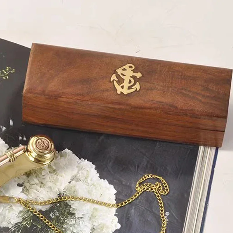 Brass Ornaments Retro Keychain Nostalgic British Navy Sailor Whistle Necklace Pendant Creative Whistle Gift Home Decoration
