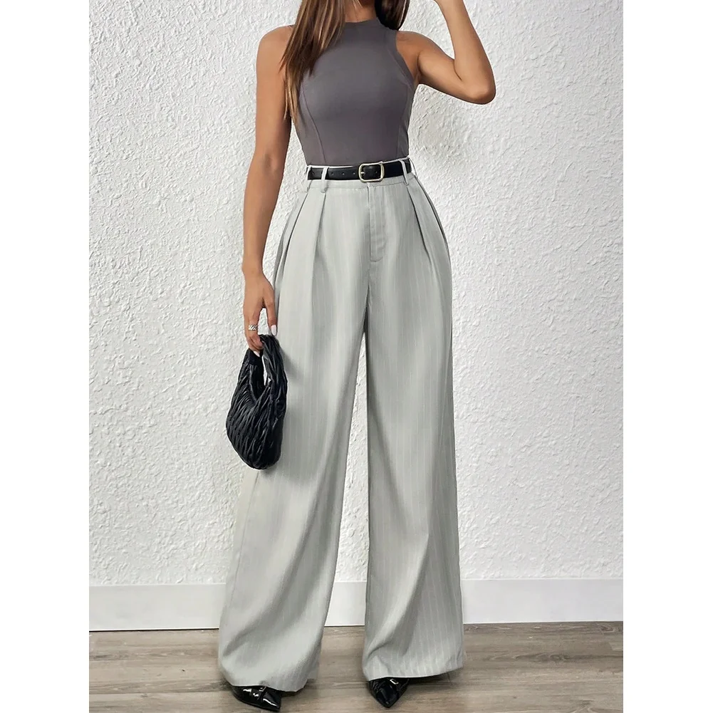 Women Casual Pants Loose Fit Straight Trousers Spring Summer Elegant Office Work