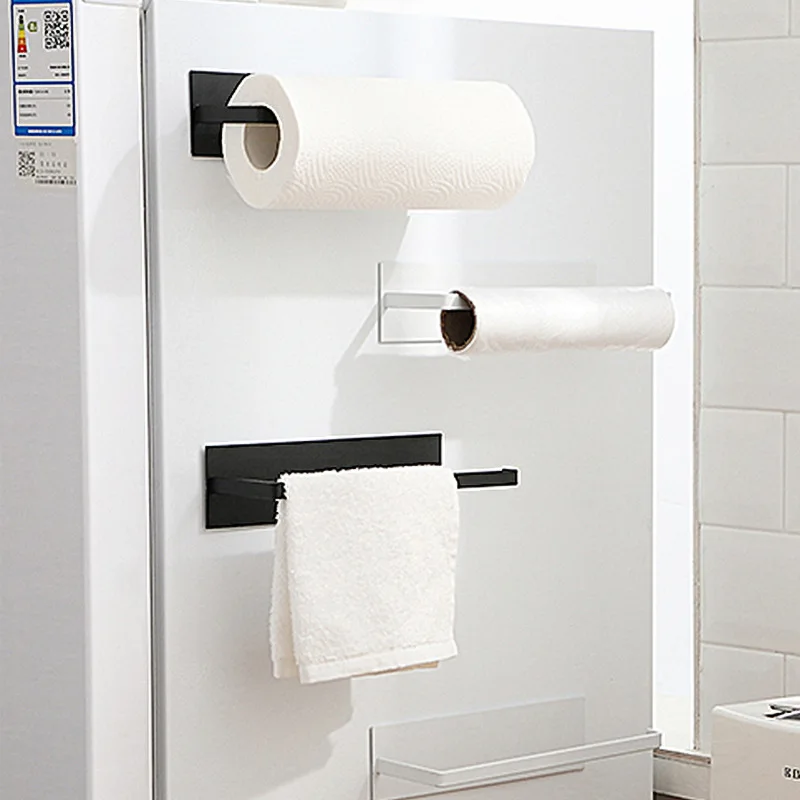 For Iron magnetic tissue holder, refrigerator side door cling film storage rack, toilet roll paper non perforated tissue holder